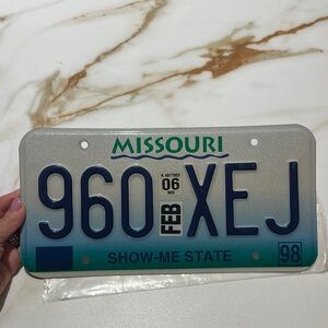 Missouri License Plate with Blue and Green Accents